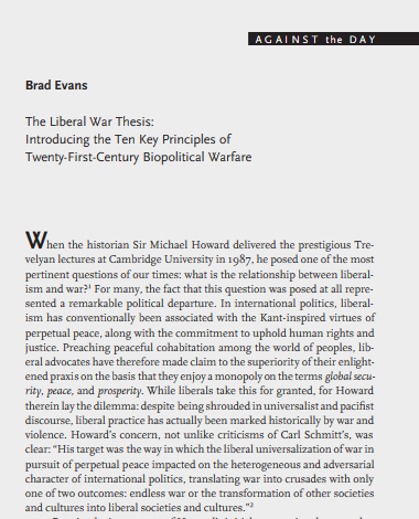 brad evans liberal war thesis